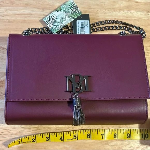 Badgley Mischka Monogram Tassel Crossbody - Wine Burgundy Red NWT - Picture 6 of 9